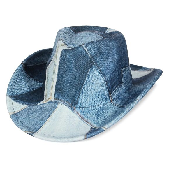 Еоzу Accessories - 3574 Tie Dye Denim Patchwork Cowboy Hat For Women Men Western Wide Brim